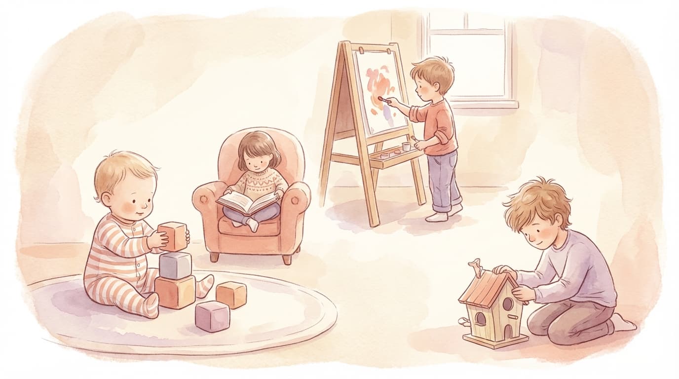 Children engaged in screen-free play activities